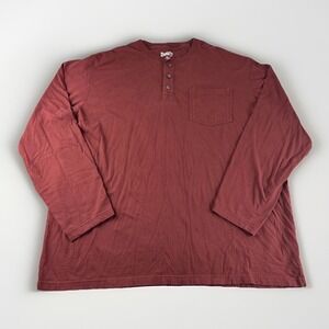 Duluth Trading Henley Mens 2XL Red Relaxed Fit Long Tail T-Shirt Pocket Workwear